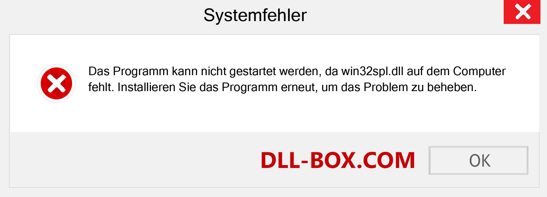 win32spl.dll-Datei fehlt?. Download für Windows 7, 8, 10 - Fix win32spl dll Missing Error unter Windows, Fotos, Bildern